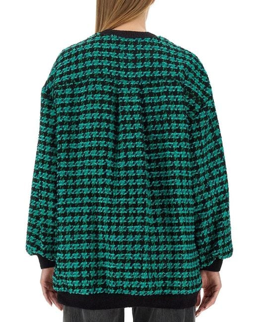 MSGM Green Houndstooth Tweed Jacket