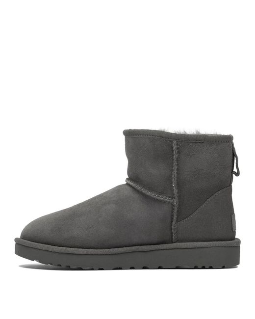 Ugg Gray Classic Mini Ii Suede Boots With Shearling Lining