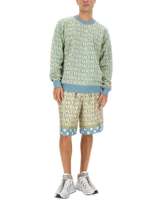 Versace Green Allover Logo Jersey for men