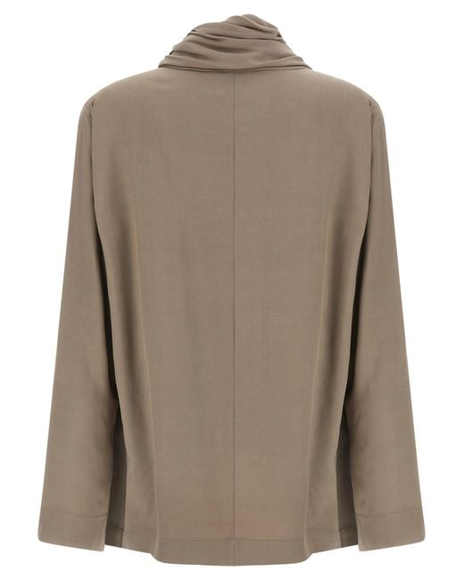 Nude Brown Draped Panel Blouse