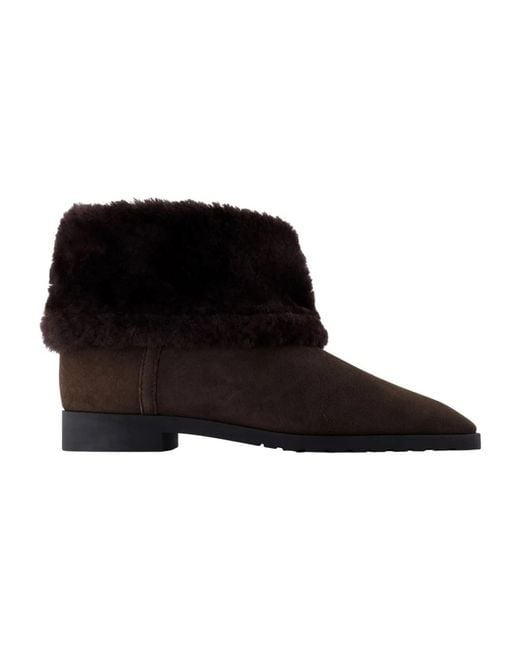Totême Black Fold Down Ankle Boots