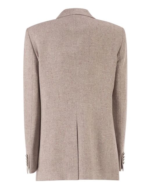 Tagliatore Brown Single-Breasted Herringbone Blazer