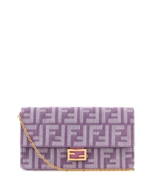 Fendi Purple Wallet On Chain Tessuto Ff