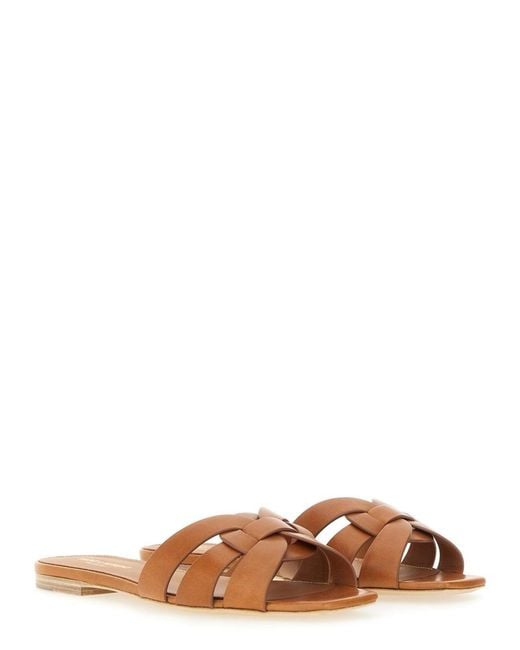 Saint Laurent Brown Mule "Tribute"