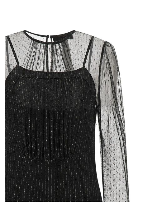 Twinset Black Twin Set Lamé Thread Dress
