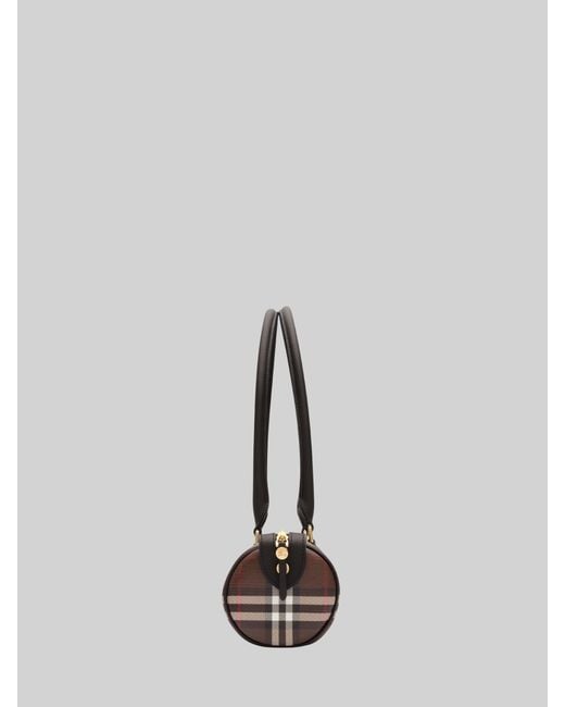 Burberry Brown Mini Check Barrel Bag