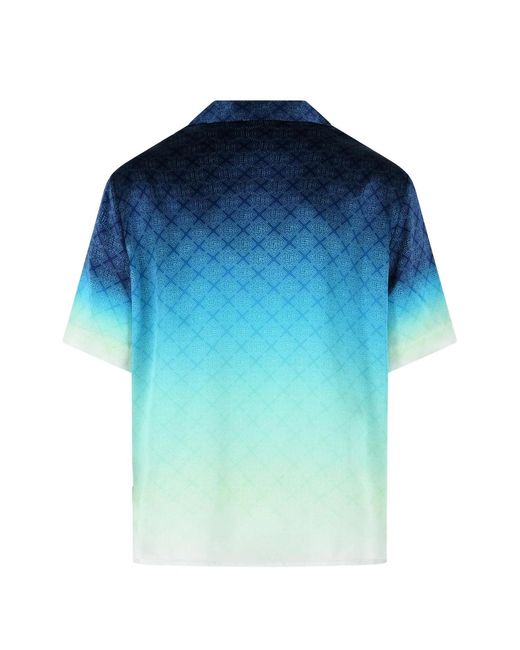 Casablanca Blue Circuit Monogram Silk Shirt for men