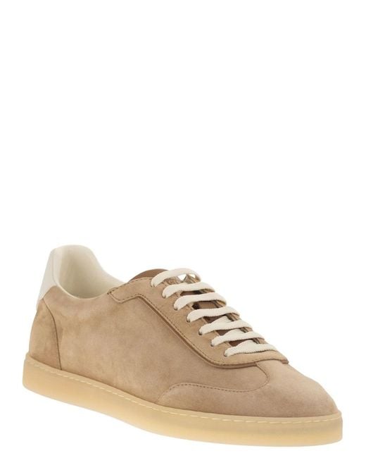 Brunello Cucinelli Brown Suede Trainers for men