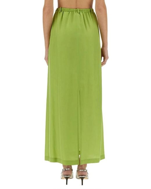 Alysi Green Long Silk Skirt