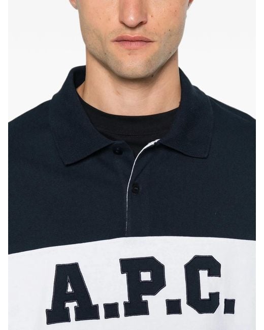 A.P.C. Blue Long-Sleeved Polo Shirt for men
