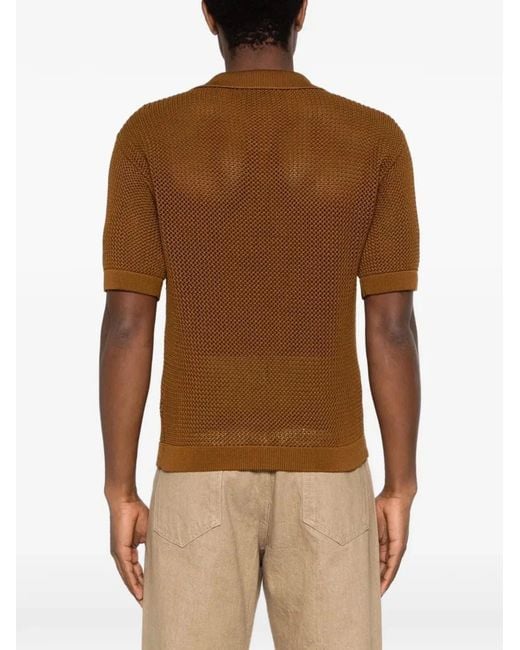 Tagliatore Brown Open Knit T-Shirt for men