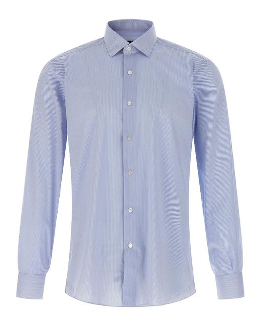 Barba Napoli Blue Striped Shirt for men