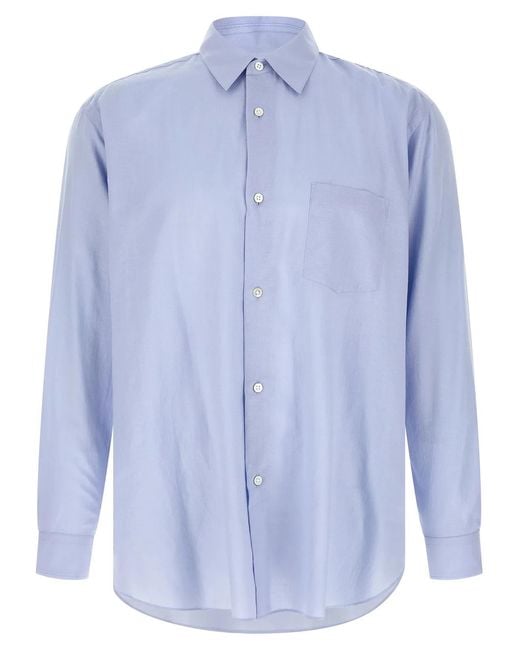 Ssstein Blue Cotton And Silk Shirt for men