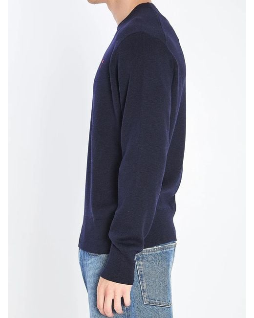 AMI Blue Wool Sweater for men