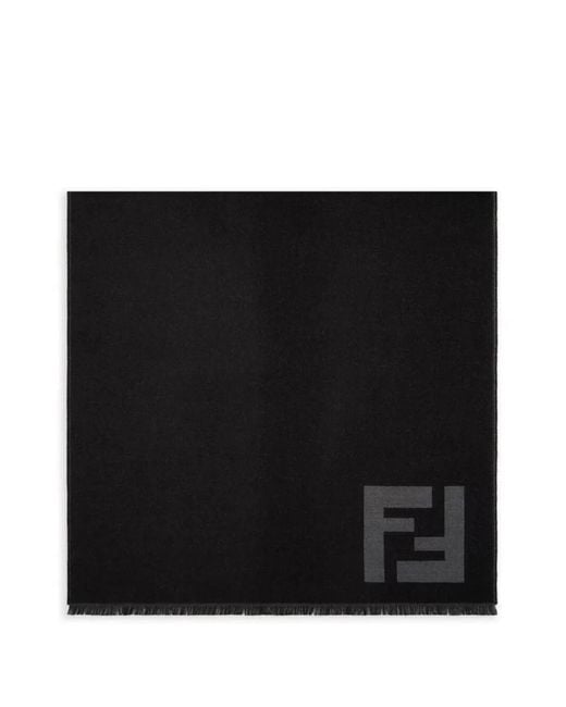 Fendi Black Wool Ff Scarf for men