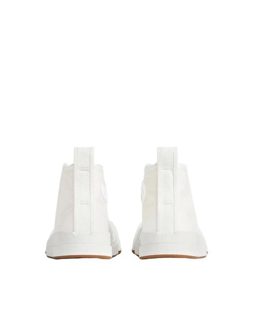 Bottega Veneta White Vulcan Canvas High-Top Sneakers