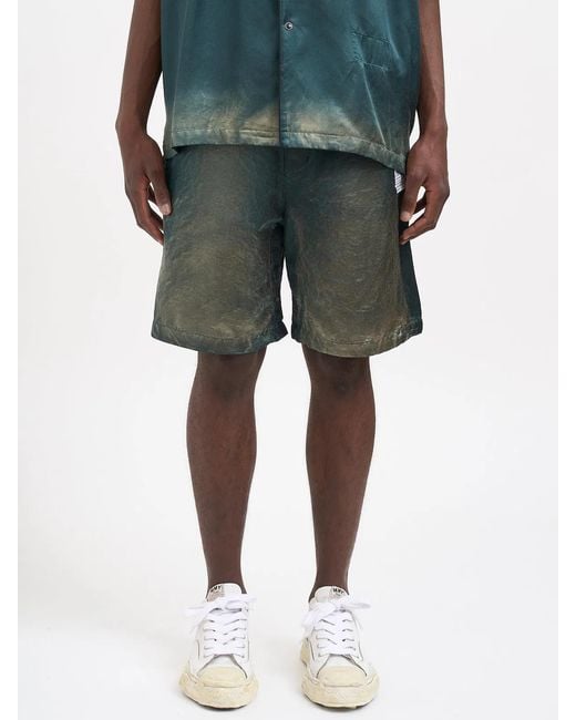 Maison Mihara Yasuhiro Green Bermuda Sun Fade Satin for men