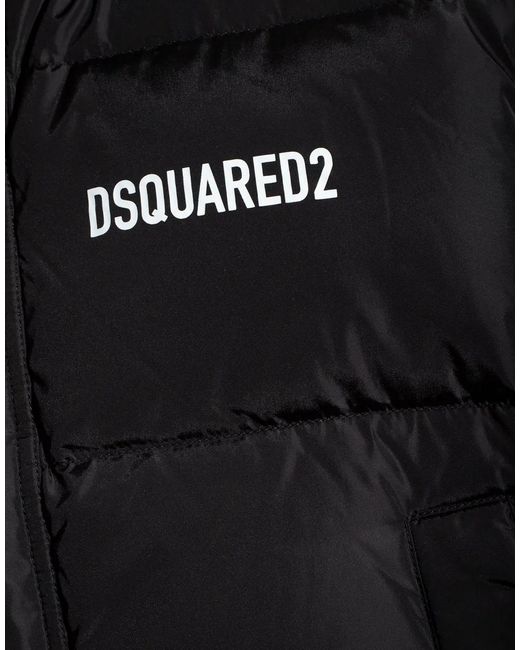 DSquared² Black Logo Printed Down Vest Jacket