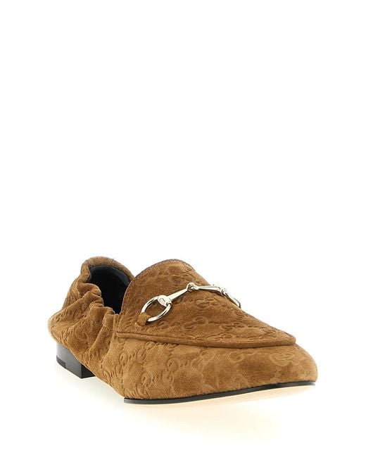 Gucci Brown Gg Suede Loafers