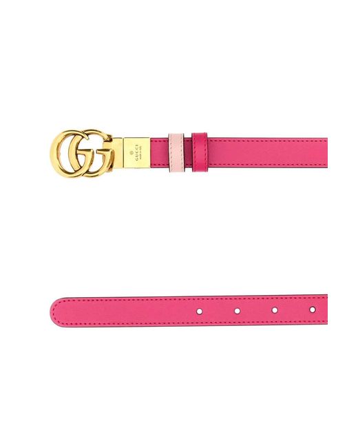 Gucci Pink Fuchsia Leather Gg Marmont Reversible Blend