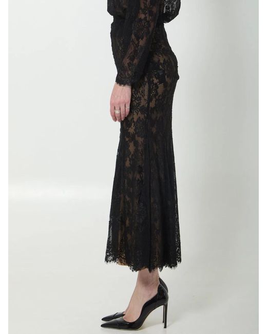 Self-Portrait Black Self Portrait Lace Midi Skirt