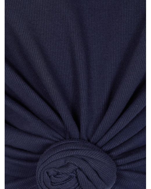 Magda Butrym Blue Twist Cropped T-Shirt
