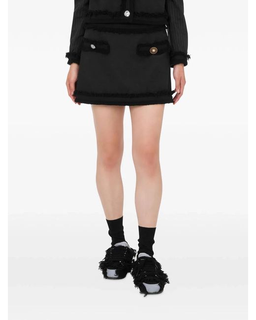Moschino Couture Black Wool Boucle Stretch Skirt