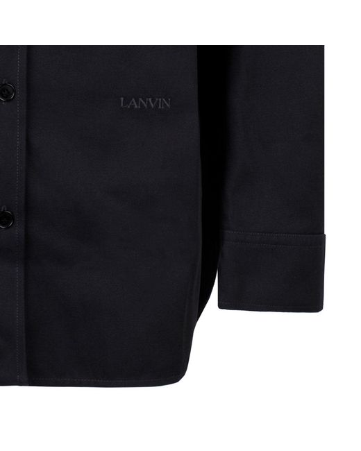 Lanvin Blue Steel Cotton Blend Shirts for men