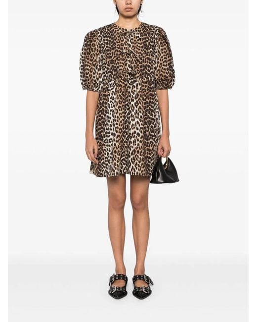 Ganni Brown Organic Cotton Mini Dress