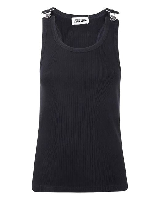 Jean Paul Gaultier Black Tank Top With Overall Engraved