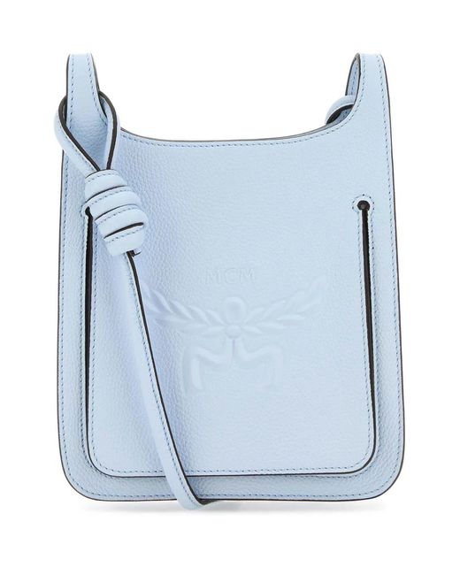 MCM Blue Pastel Leather Mini Himmel Hobo Crossbody Bag