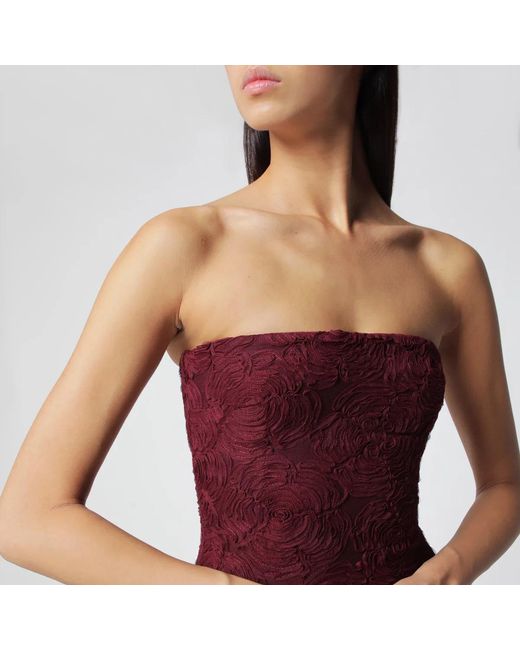 ROTATE BIRGER CHRISTENSEN Red Floral Mesh Ruffle Dress