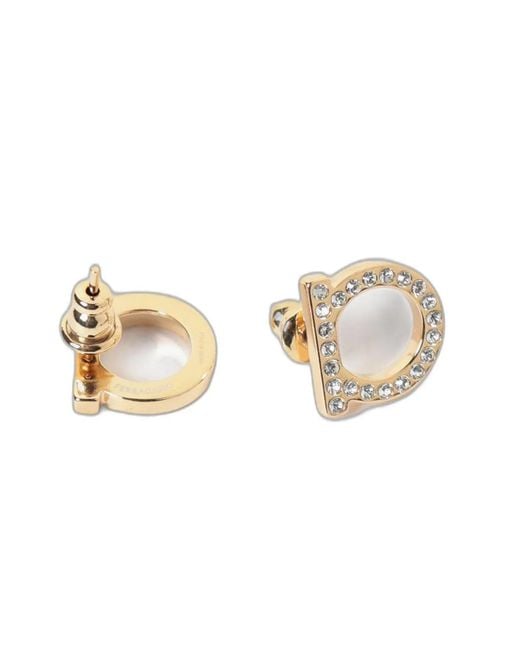 Ferragamo Metallic Gancini Crystal Earrings