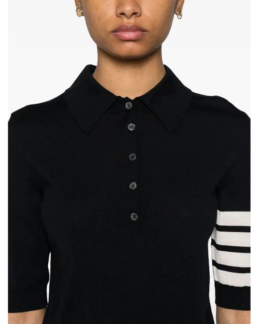 Thom Browne Black Wool Polo Shirt