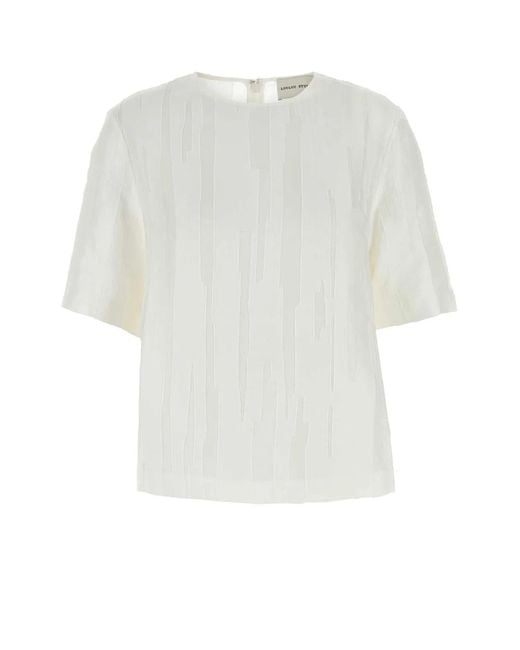 Loulou White Silk Blend Toba T-Shirt