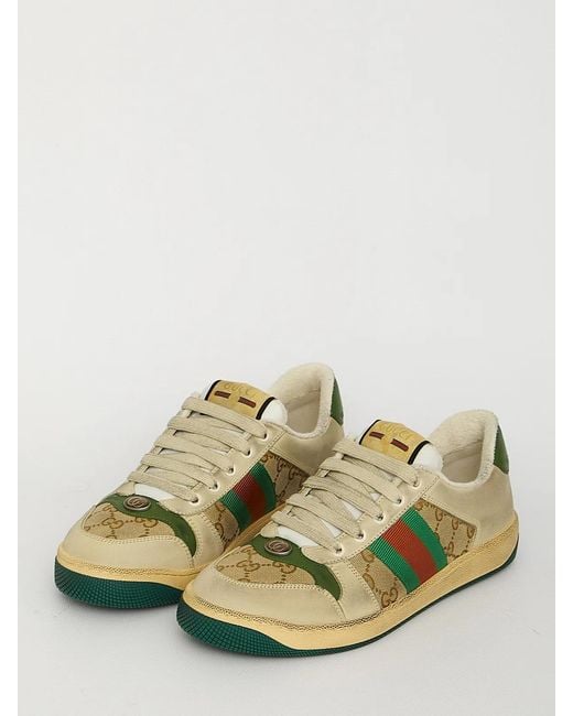 Gucci Green Multicolour Leather Screener Sneakers for men