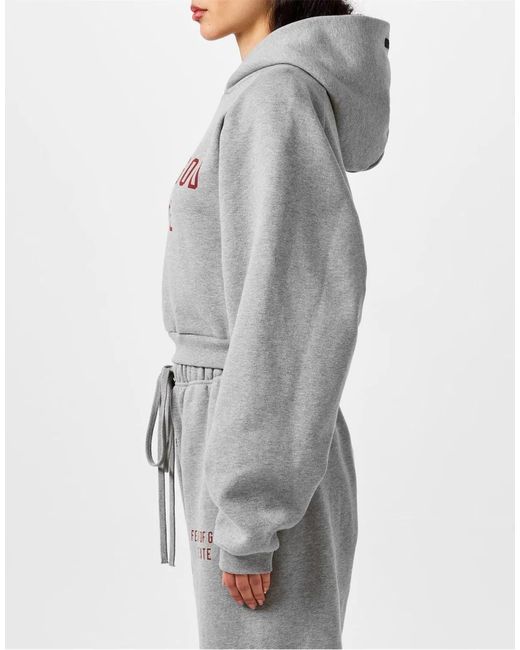 Fear Of God Gray Essentials Logo Fleece Cropped Hoodie