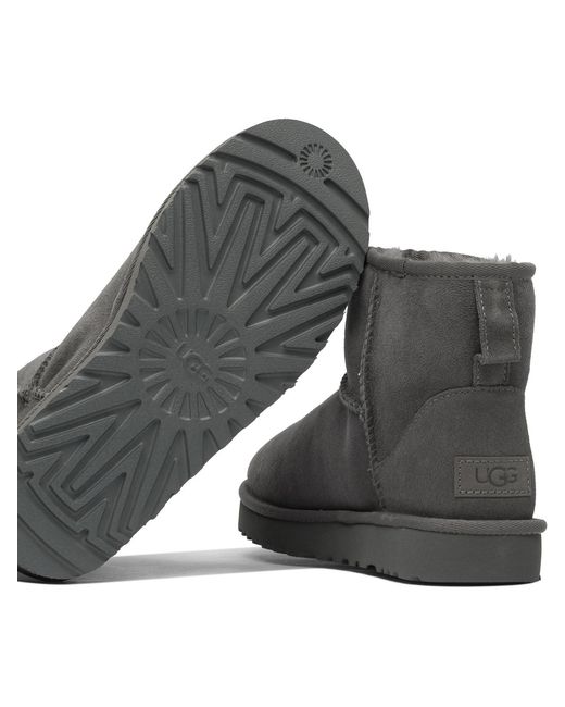 Ugg Gray Classic Mini Ii Suede Boots With Shearling Lining