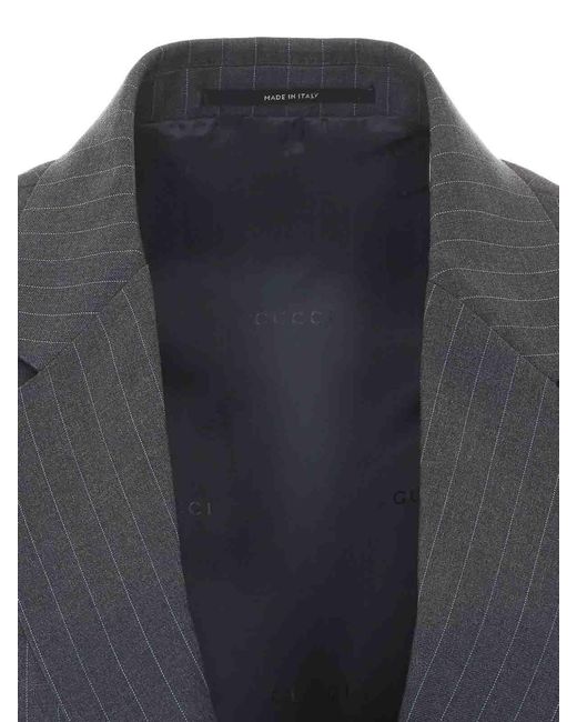 Gucci Black Pinstripe Wool Jacket