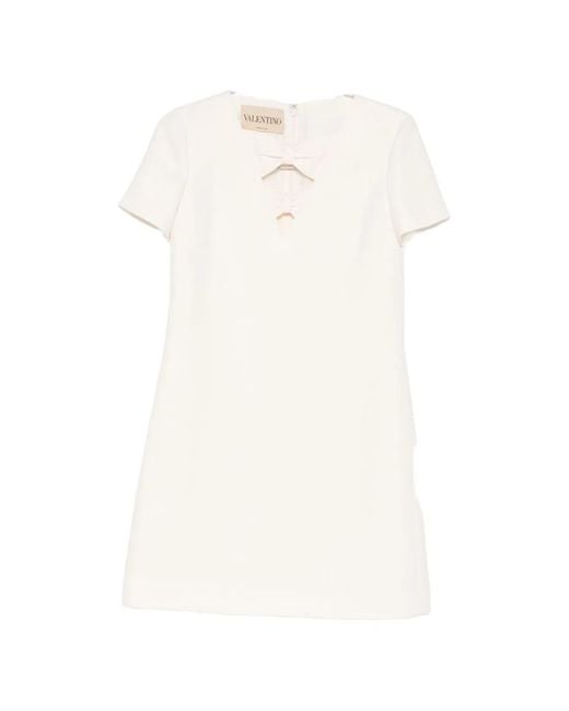 Valentino White Wool And Silk Blend Short Dress