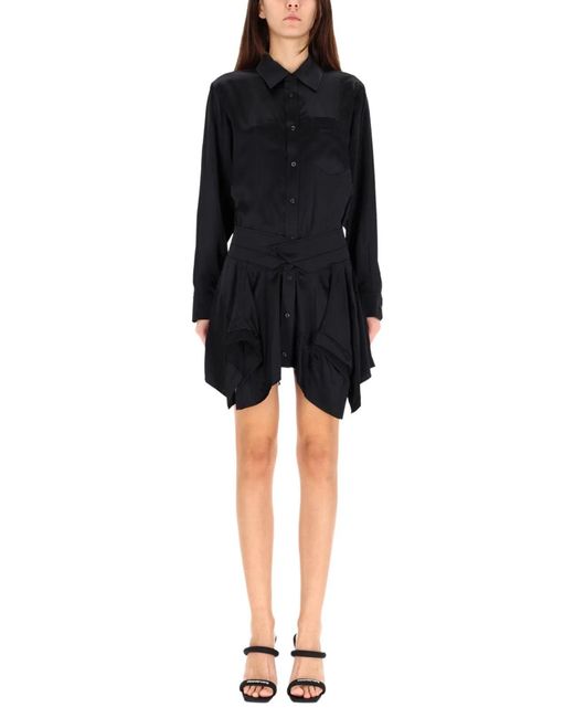 T By Alexander Wang Black Double Chemisier Dress