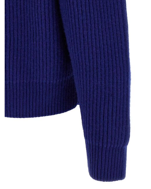 Jil Sander Blue 'Fisherman's Rib' Sweater for men