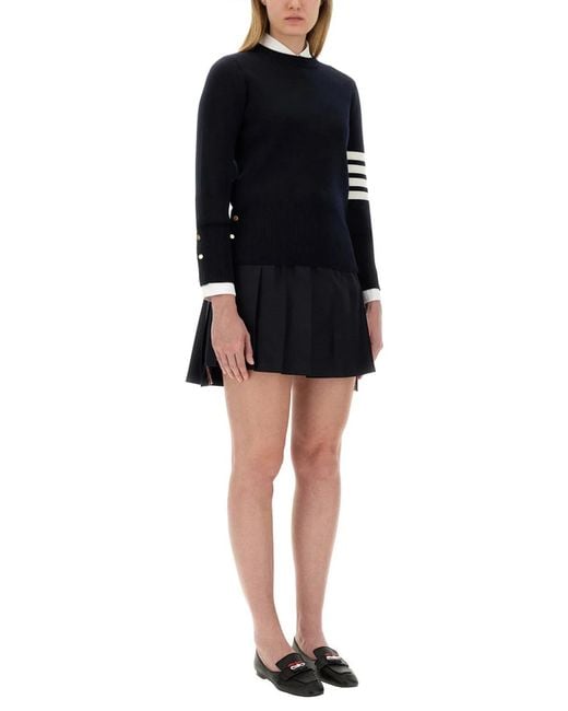 Thom Browne Black Maglia Punto Milano Con 4 Bar