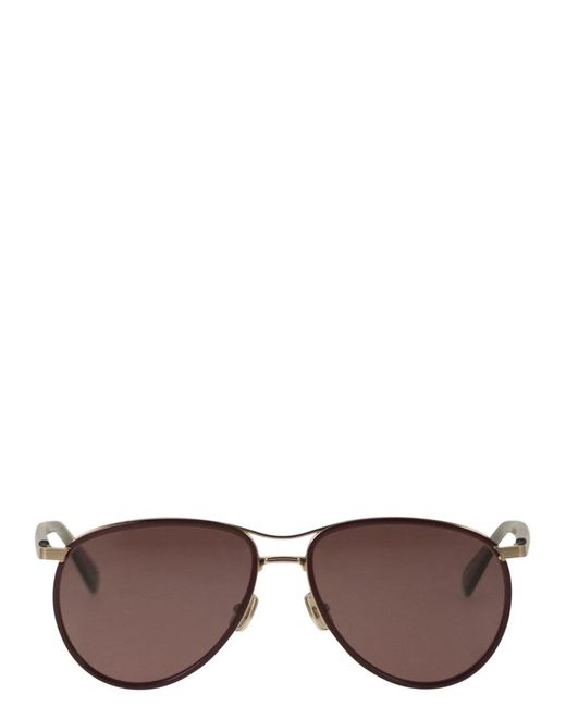 Brunello Cucinelli Brown Titanium Aviator Sunglasses With Polarised Lenses