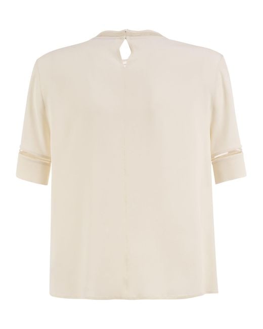 Fabiana Filippi White Acetate And Silk Crêpe Blouse With Embroidered Trims