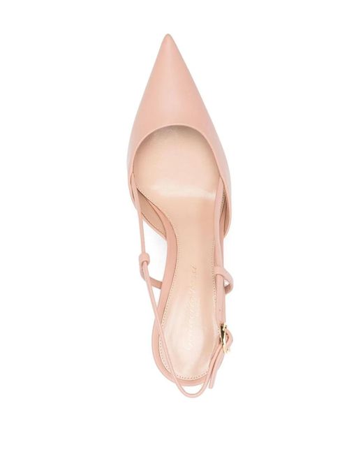 Gianvito Rossi Pink Nude Neutrals Leather Decolletes Slingback