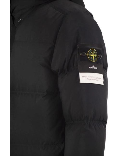 Stone Island Black Matt Ripstop Cordura Hooded Down Jacket for men