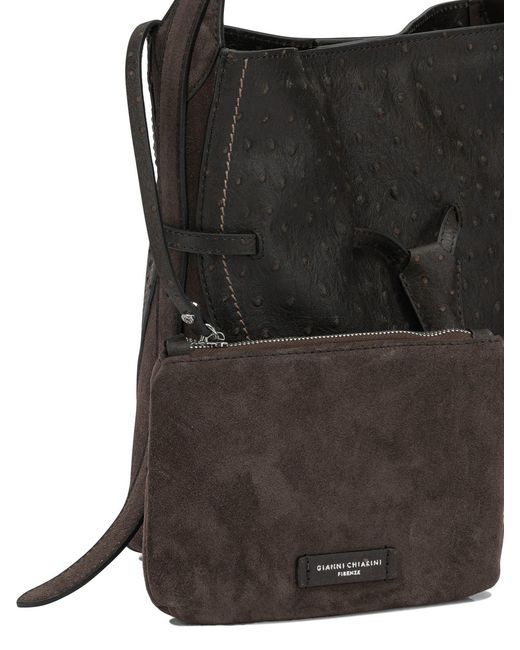 Gianni Chiarini Black Cow Leather Polyester Polyurethane Cotton Shoulder Bags