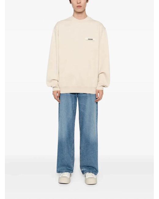 Jacquemus Natural "Le Sweatshirt Gros Grain" Round Neck Sweatshirt for men