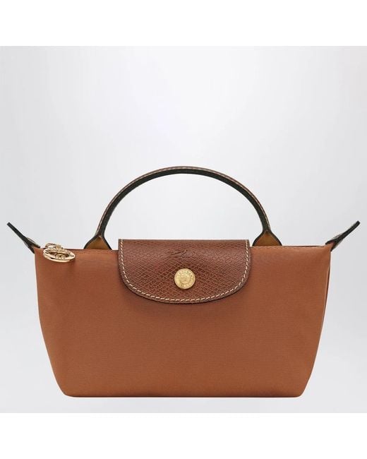 Longchamp Brown Le Pliage Original Pebble Clutch Bag Cognac